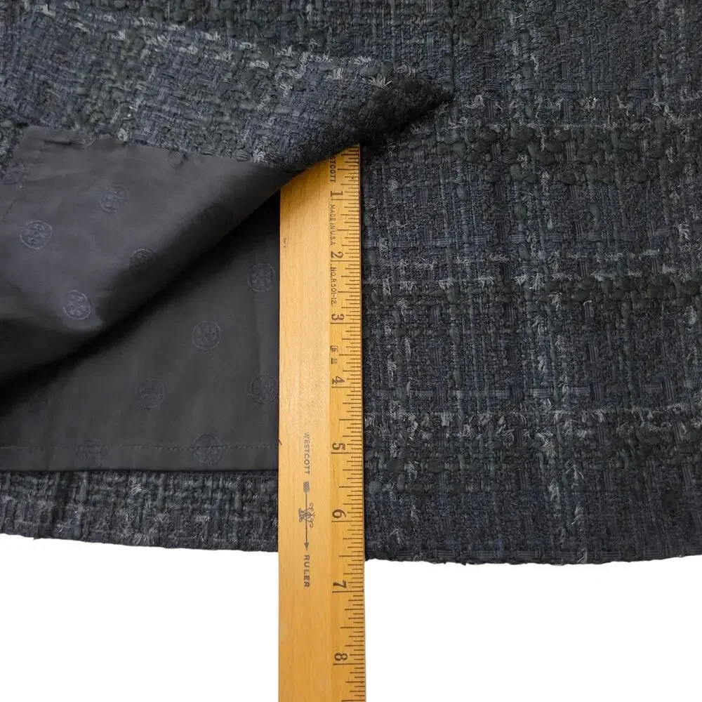 Tory Burch Womens Drew‎ Glazed Navy Blue Tweed Pencil Skirt SZ 8 Professional